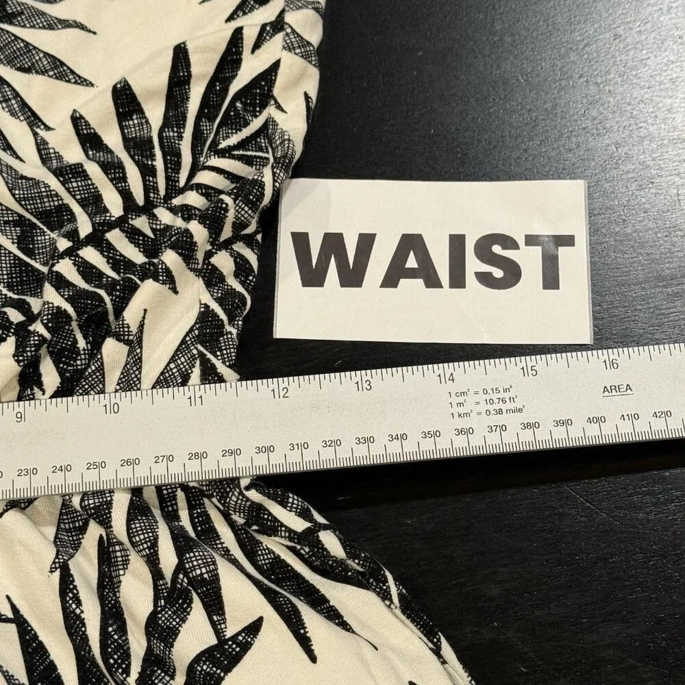 C&C California sz S Palm Leaf Print Halter Tropical Maxi Dress Black White - Picture 9 of 9